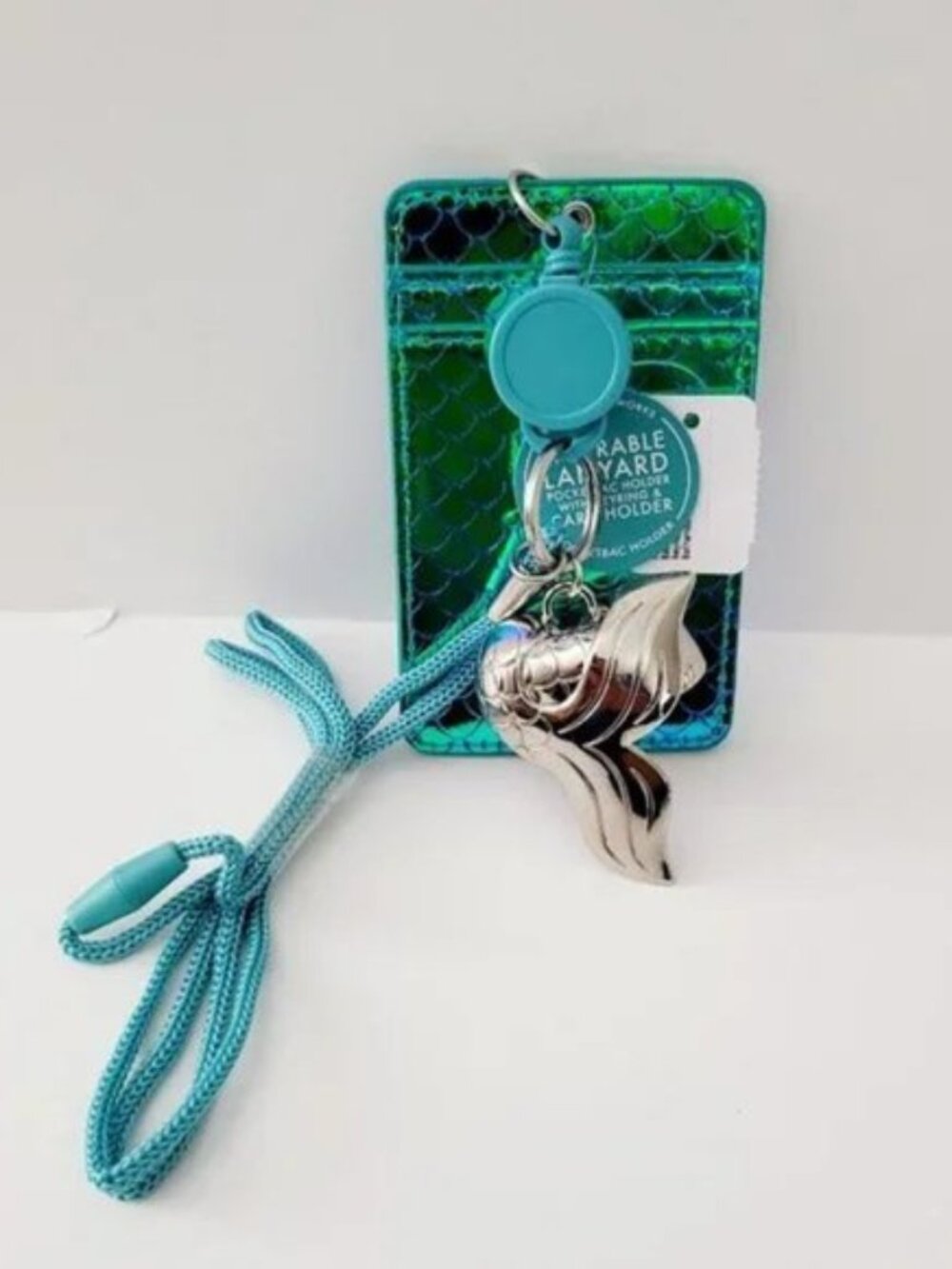 Bath & Body Works | Wearable Lanyard ID Holder Blue Holographic Mermaid Design